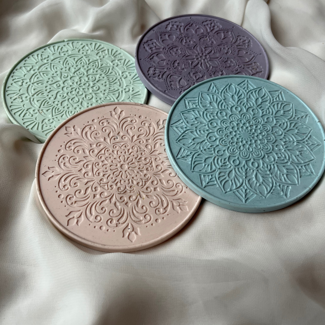 A L V A Mandala Coasters Pastel Mix