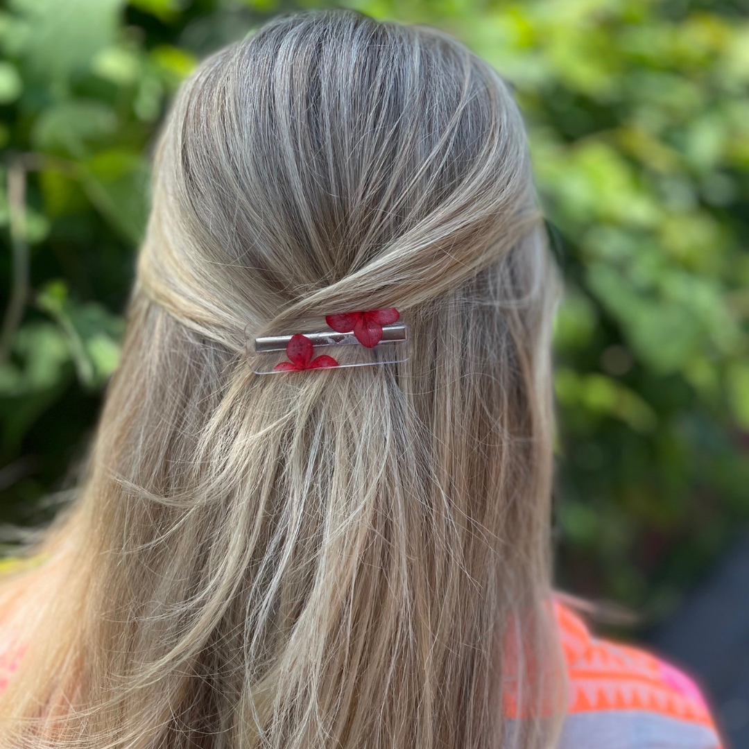 Natural flower discount hair clips