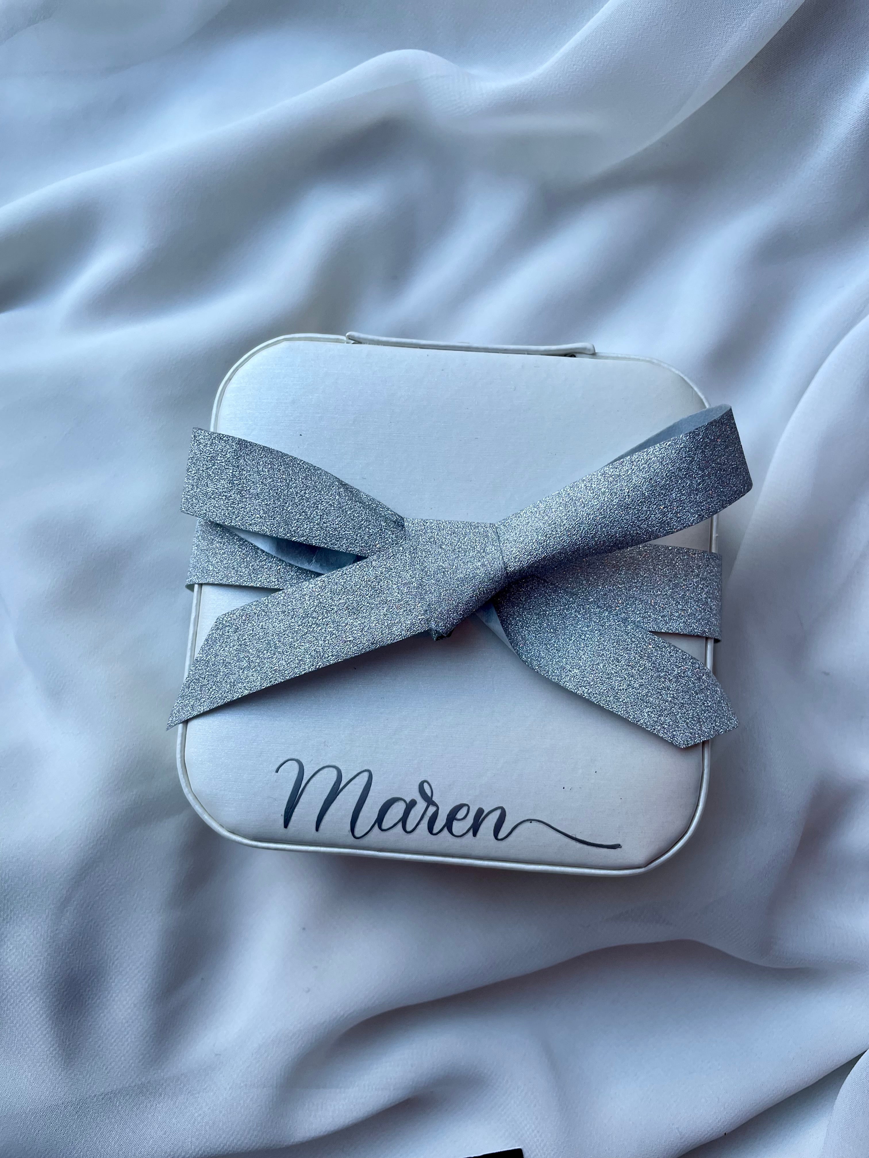 Personalized Travel jewelry box with name - White - Witte Art