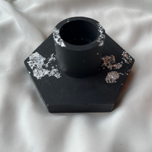 Load image into Gallery viewer, H A R R I E T Hexagon candle holder Black with silver
