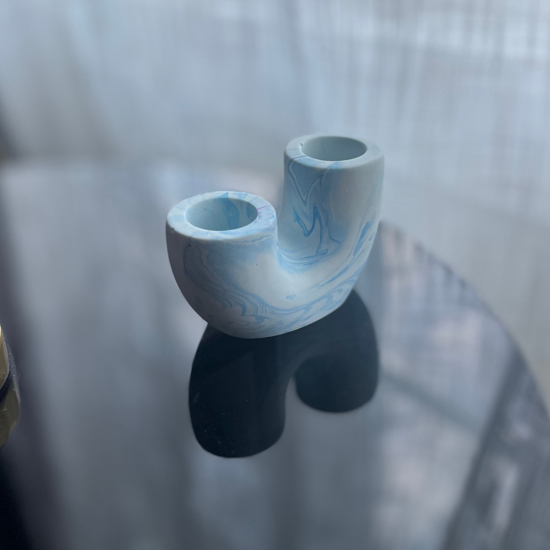 U M A candle holder Blue marble