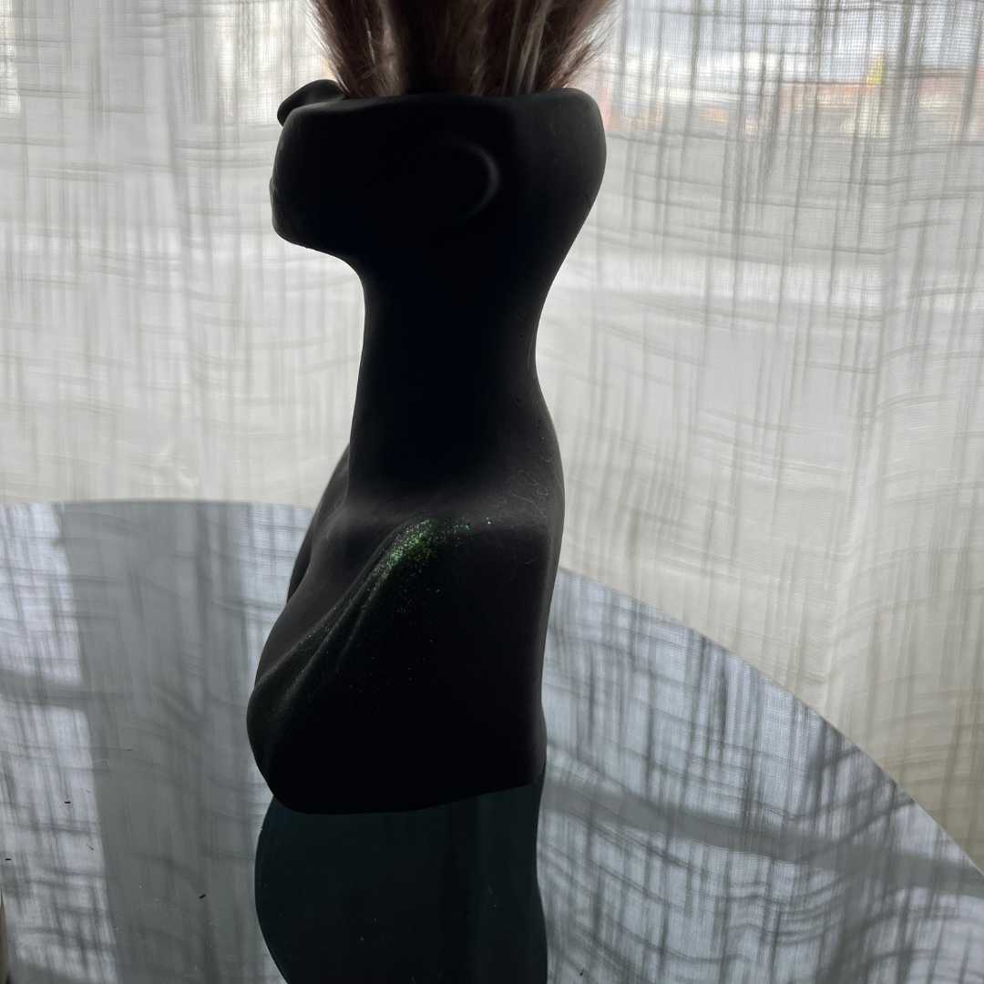 V A L E R I A Vase Black with Green glitter - Witte Art