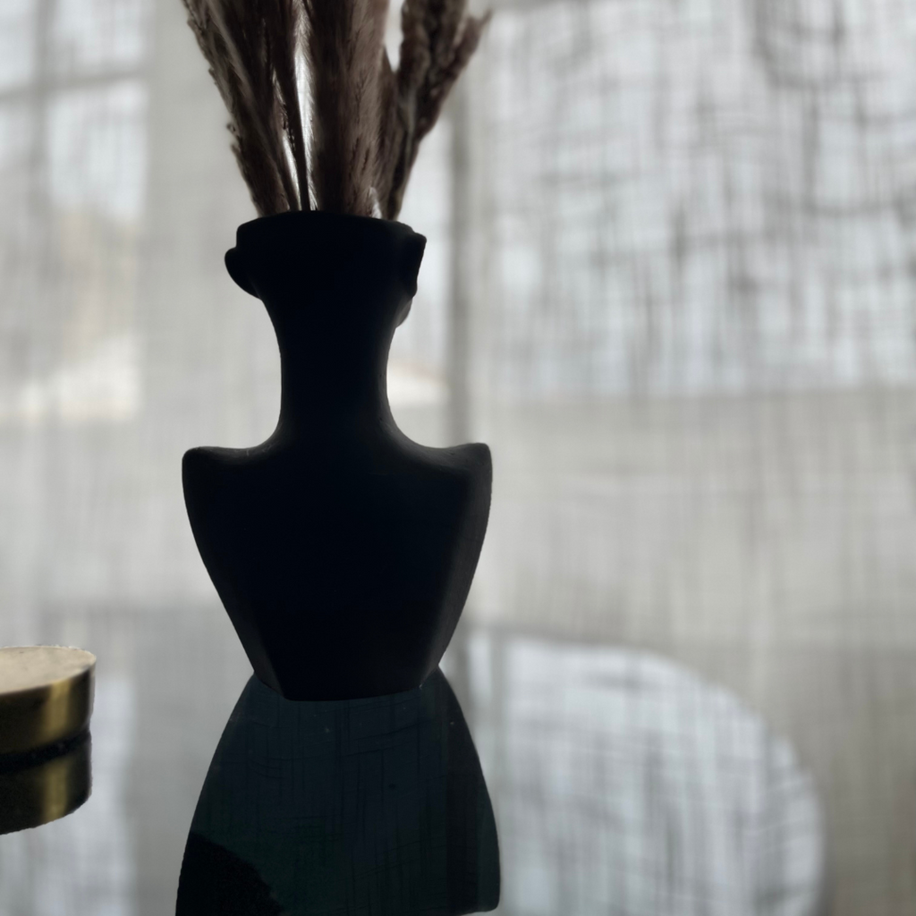 V A L E R I A Vase Black with Green glitter - Witte Art
