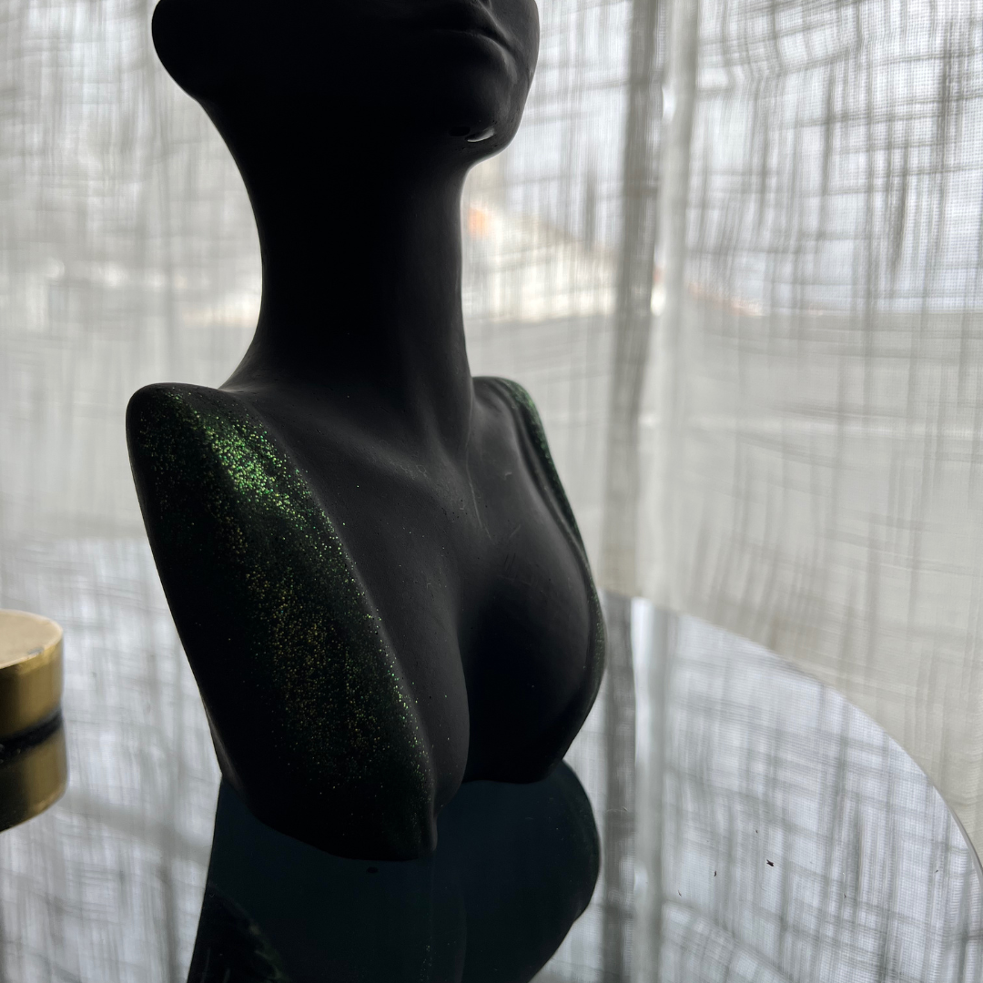V A L E R I A Vase Black with Green glitter - Witte Art
