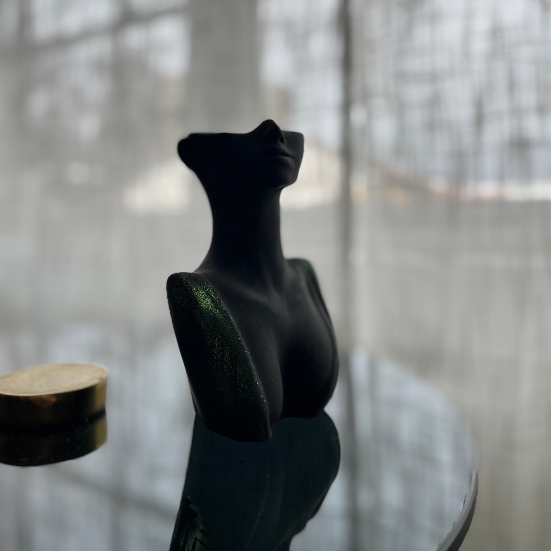 V A L E R I A Vase Black with Green glitter - Witte Art