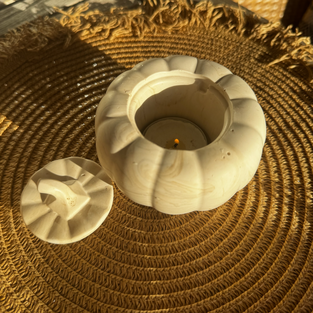 Decorative Pumpkin Large – Beige Marble