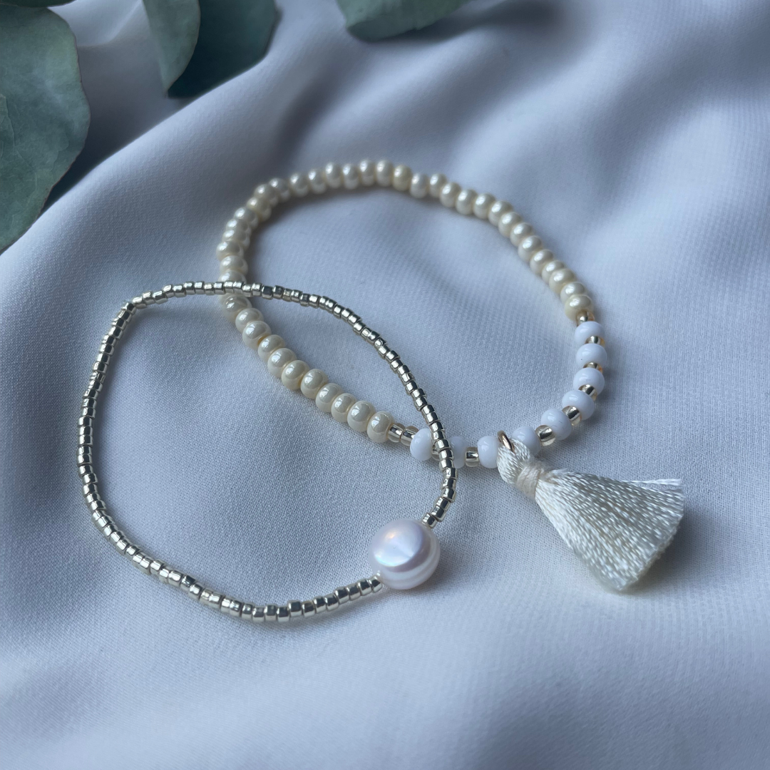 S A R A H Beaded Bracelet Cream