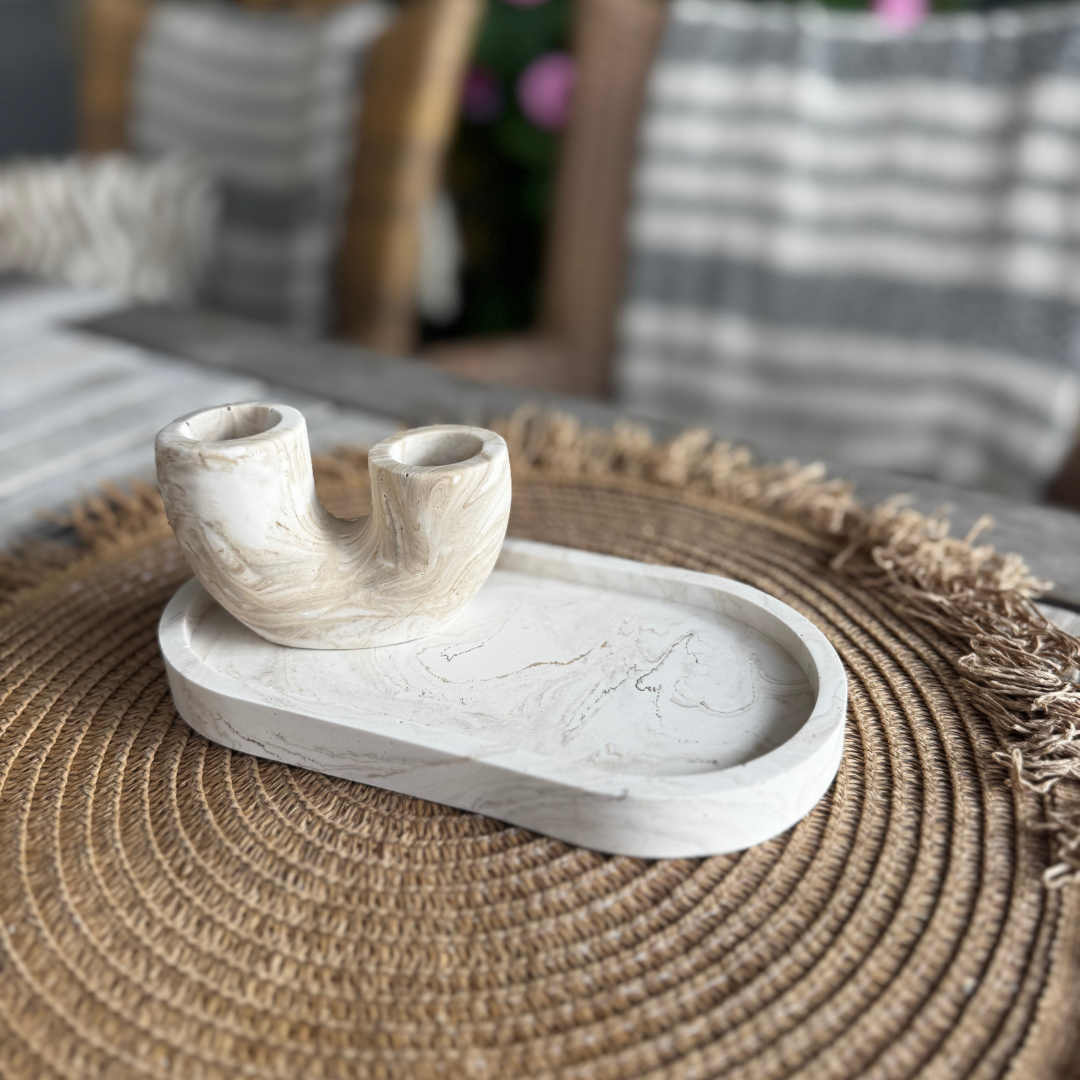 A L Y A Tray Beige Marble