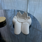 L Y D I A candle holder with cradling hands white