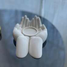 Load image into Gallery viewer, L Y D I A candle holder with cradling hands white
