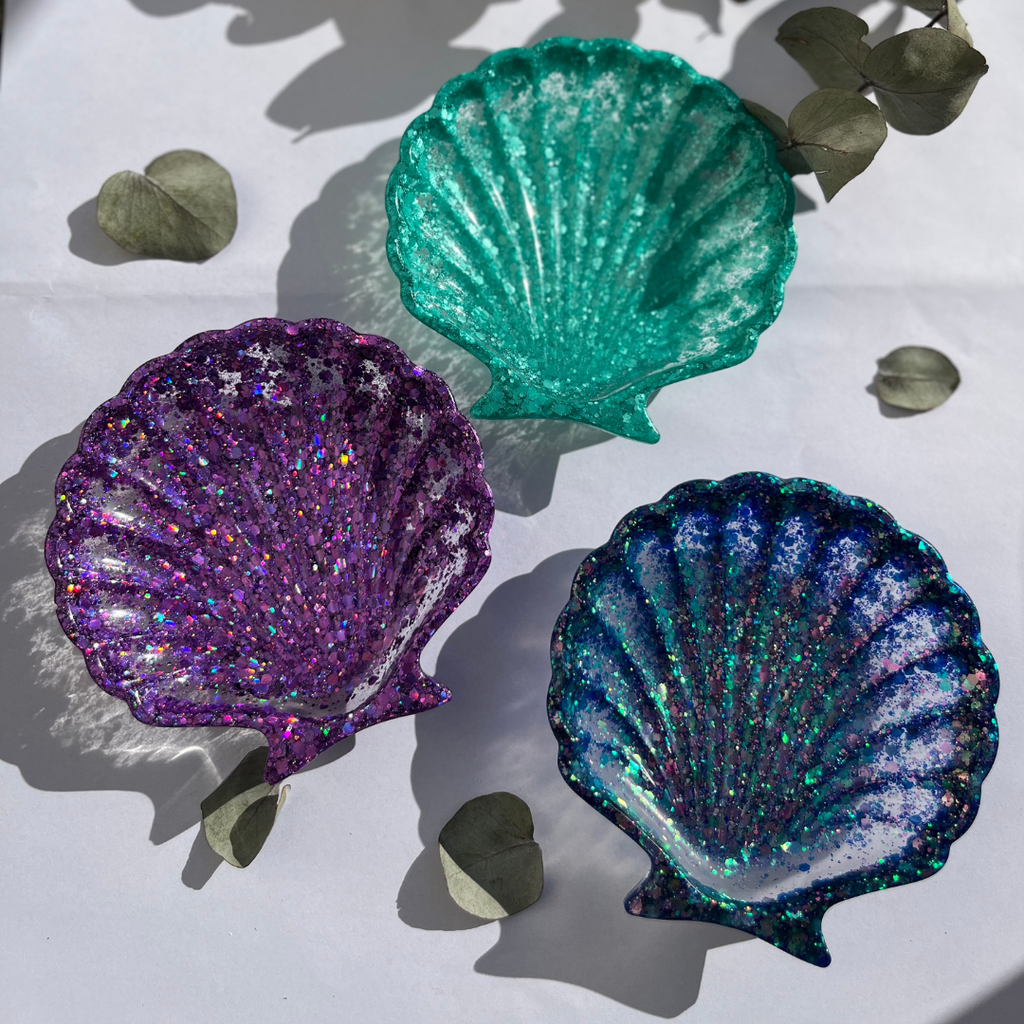 S H E L L Y Tray Turquoise Glitter