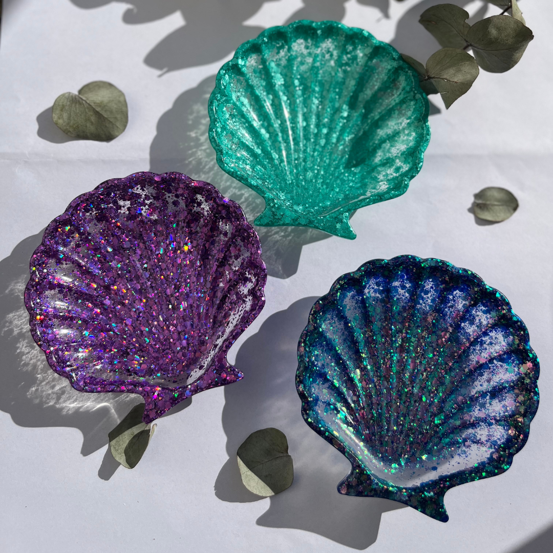 S H E L L Y Tray Turquoise Glitter