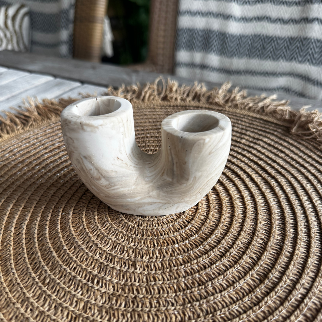U M A candle holder brown marble