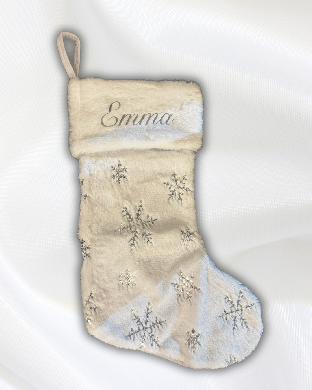 Christmas stocking with name - White