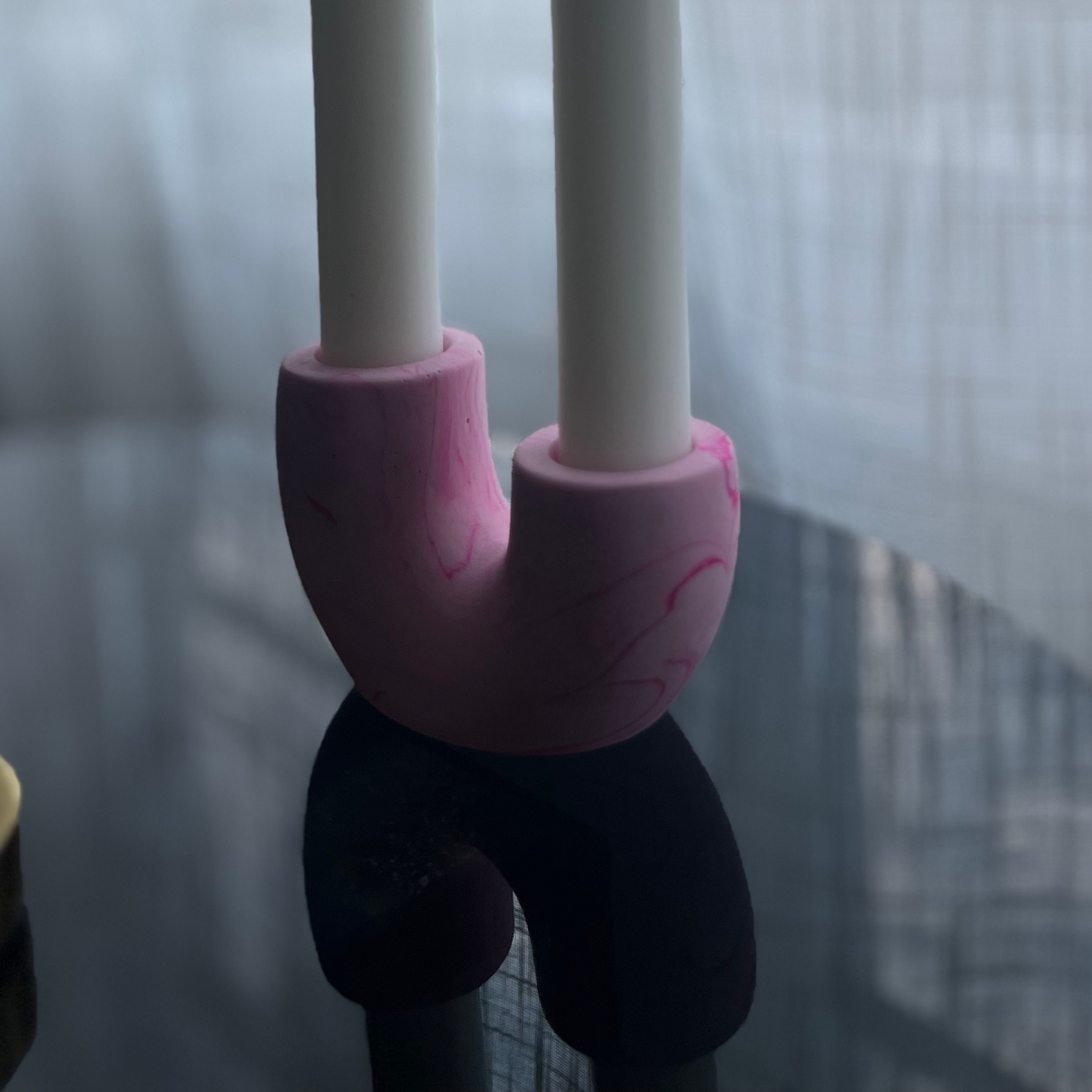 U M A candle holder Pink marble