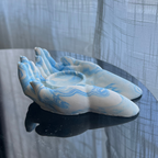 L Y D I A candle holder with cradling hands blue marble