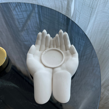 Load image into Gallery viewer, L Y D I A candle holder with cradling hands white
