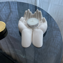 Load image into Gallery viewer, L Y D I A candle holder with cradling hands white
