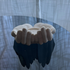 L Y D I A  candle holder with cradling hands White with Black speckle - Witte Art