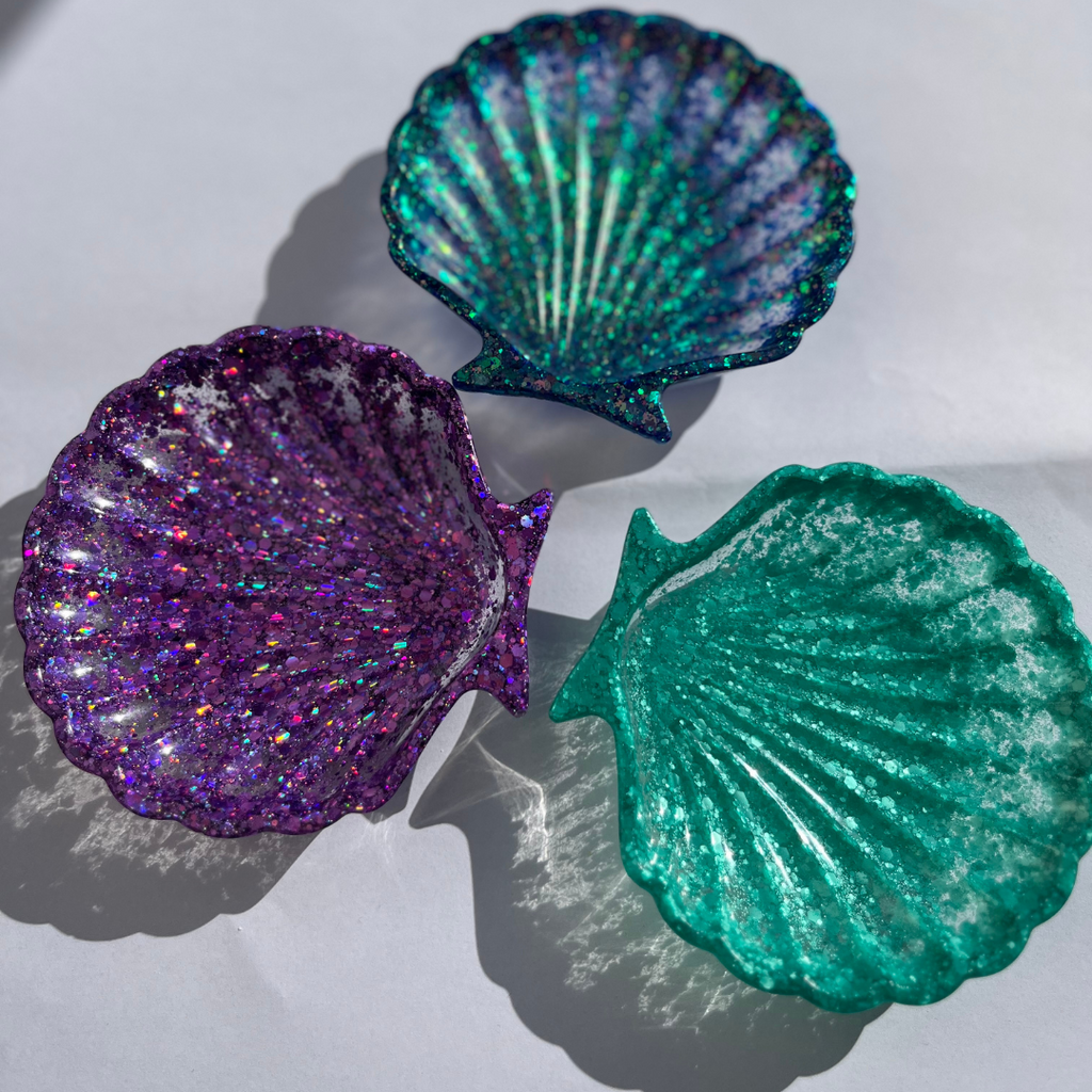 S H E L L Y Tray Turquoise Glitter