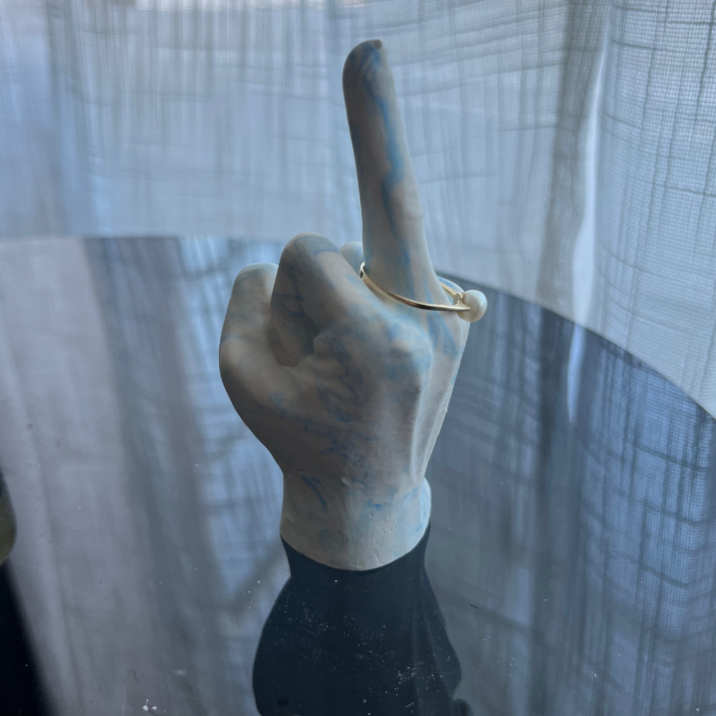 F U Ring holder Blue Marble - Witte Art