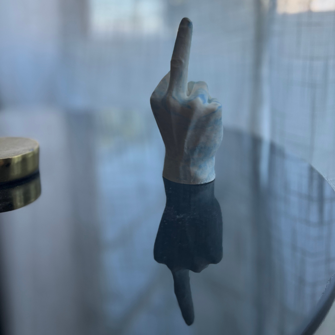 F U Ring holder Blue Marble - Witte Art