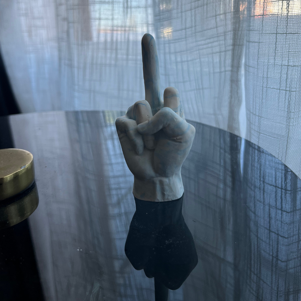 F U Ring holder Blue Marble - Witte Art