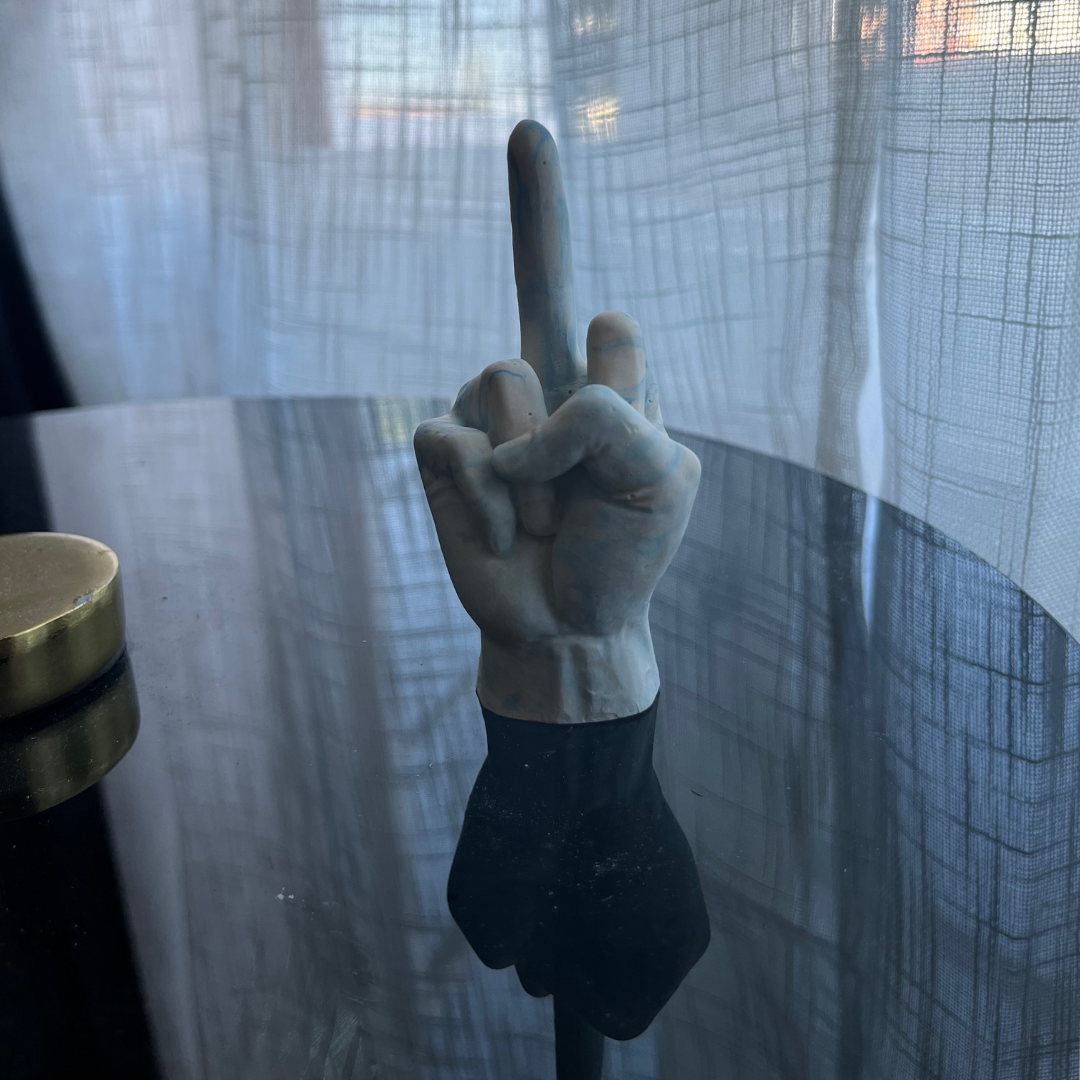 F U Ring holder Blue Marble - Witte Art