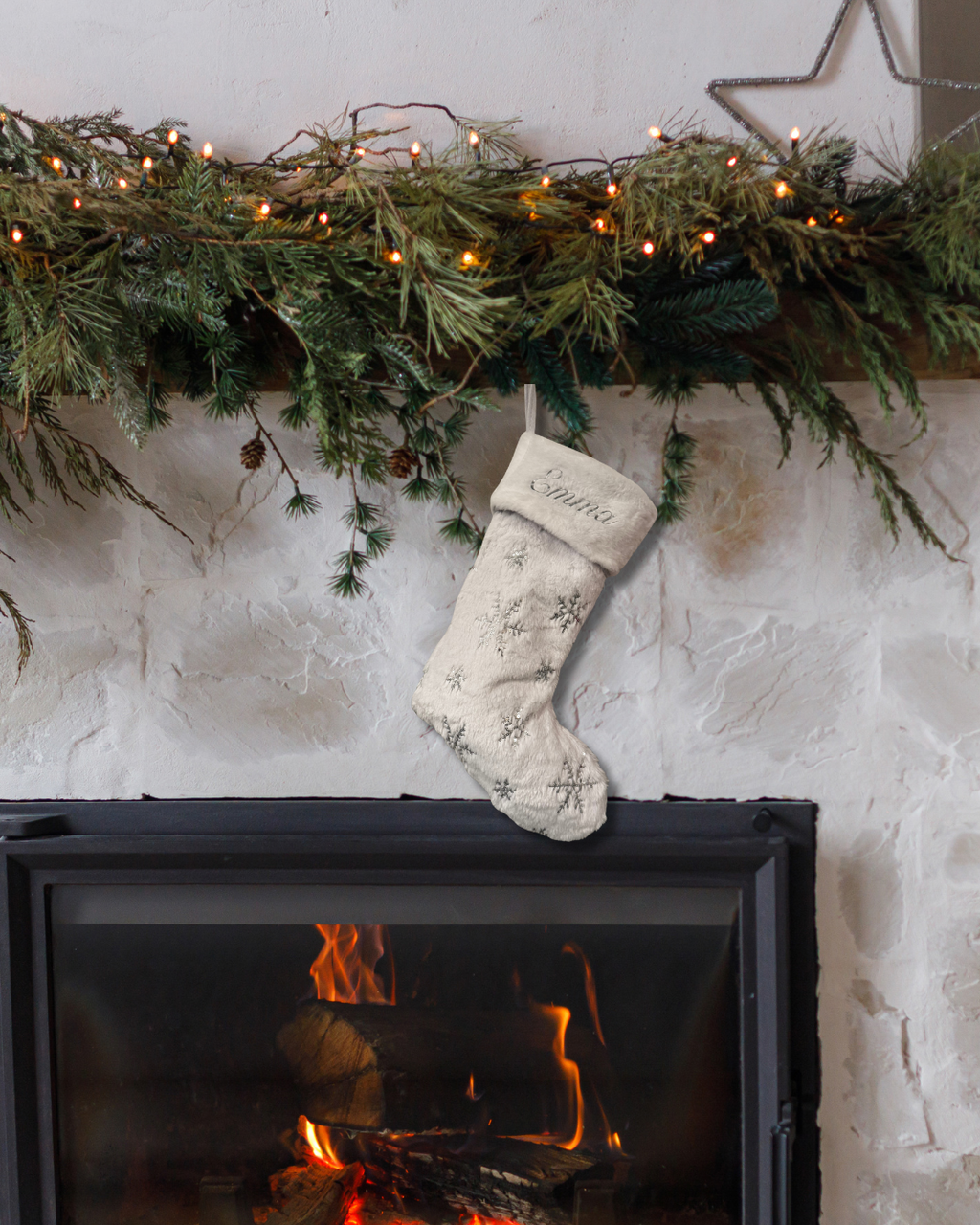 Christmas stocking with name - White