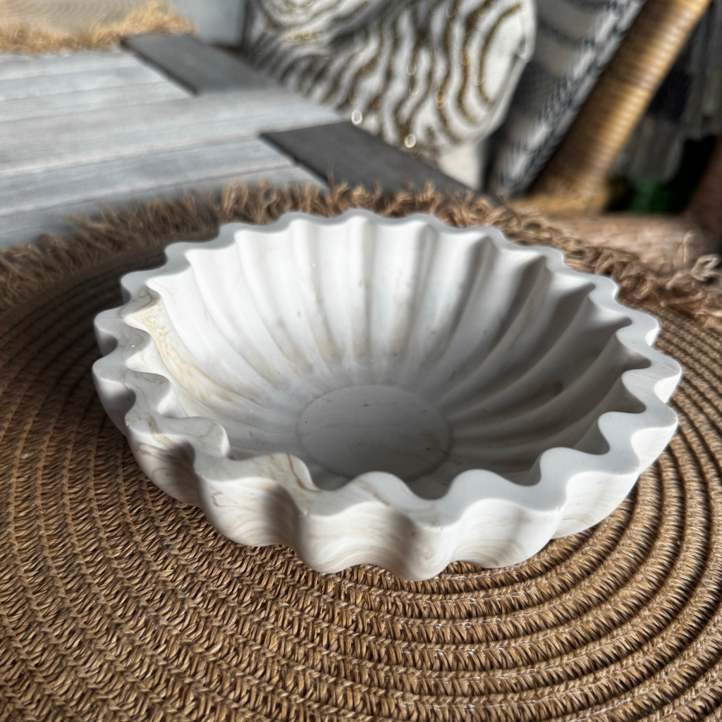 Waffle Tray Large Beige Marble