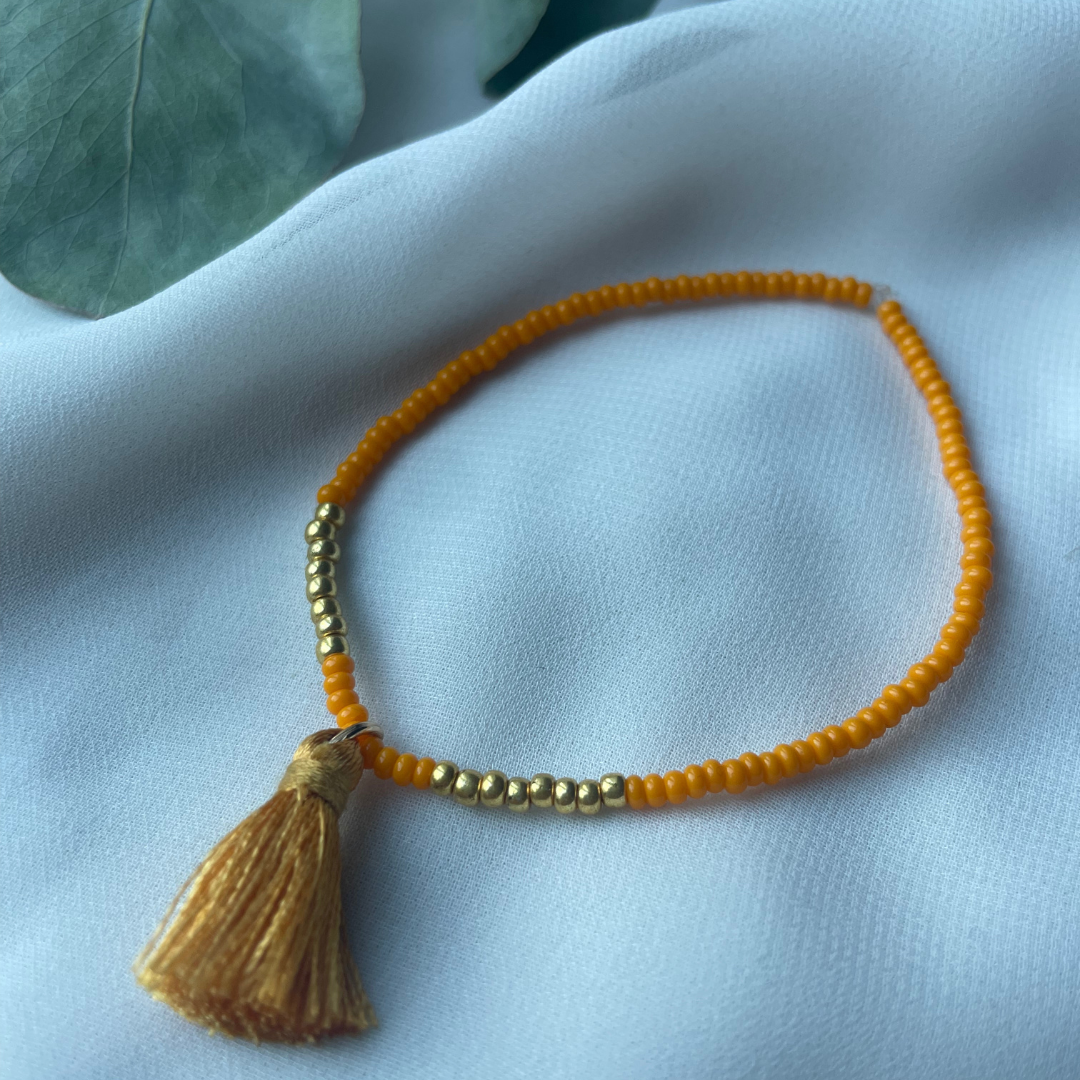 S A R A H Beaded Bracelet Orange and Gold