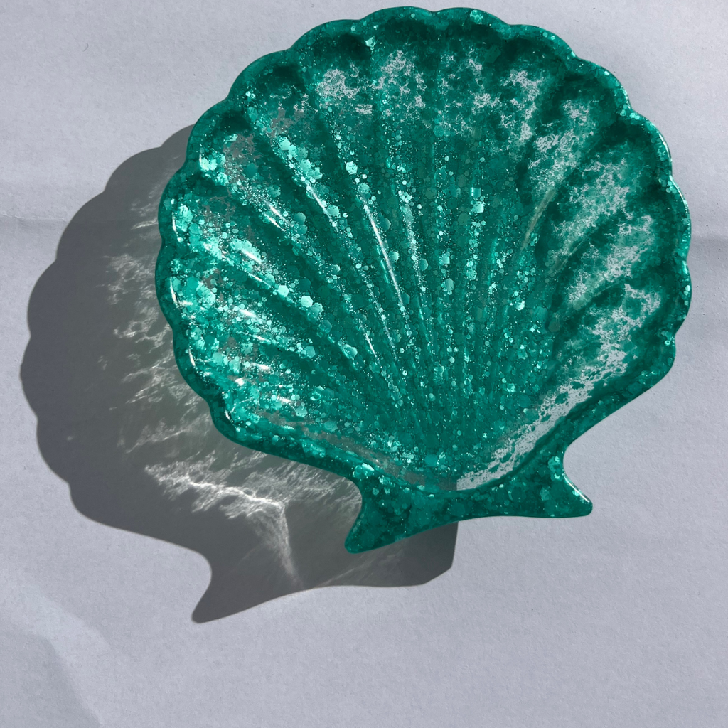 S H E L L Y Tray Turquoise Glitter