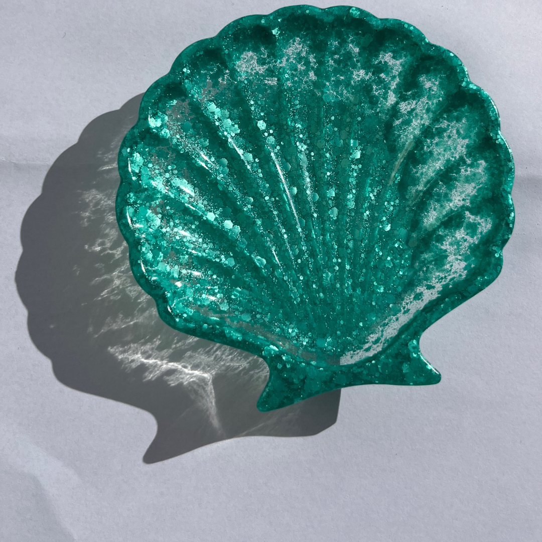 S H E L L Y Tray Turquoise Glitter