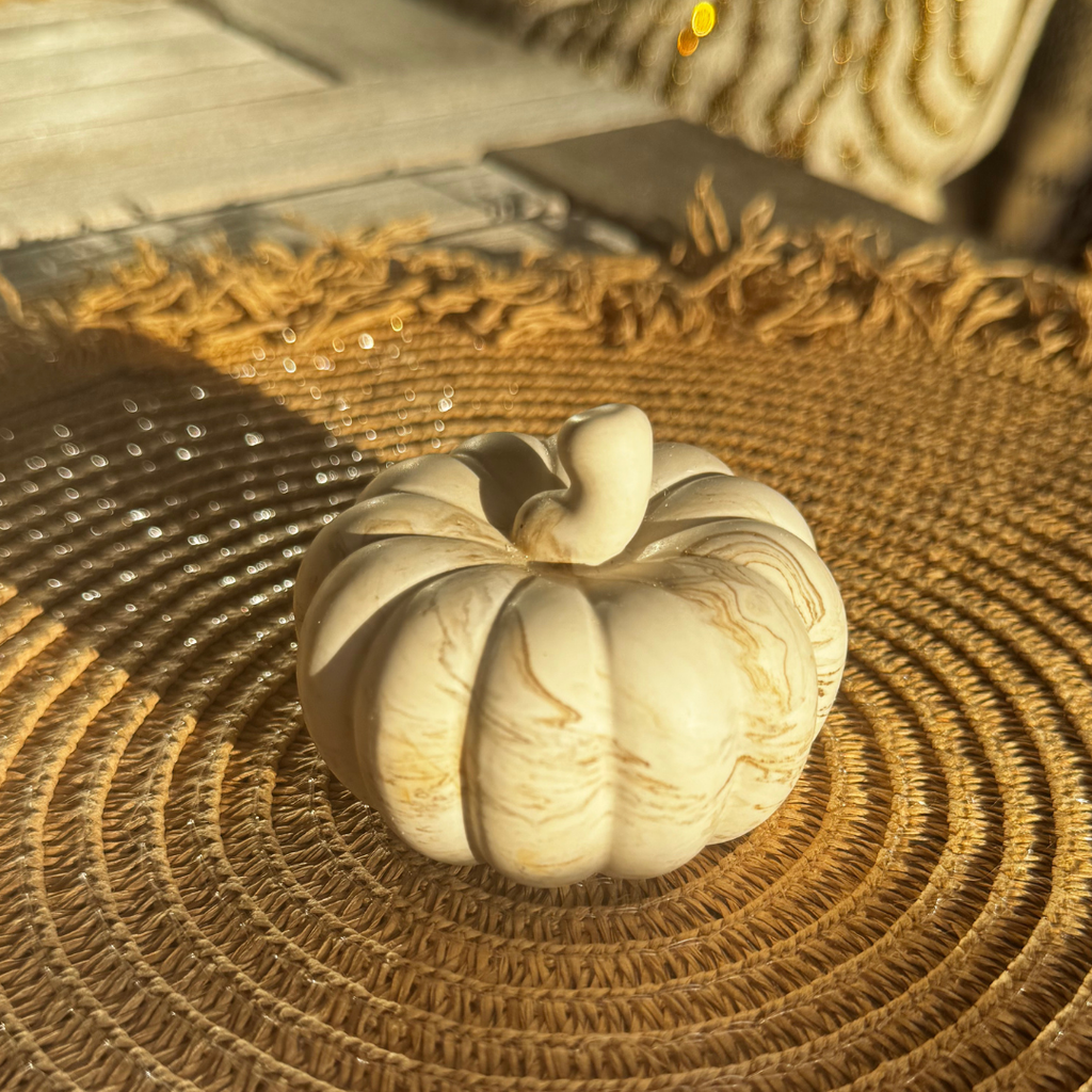 Decorative Pumpkin Small – Beige marble