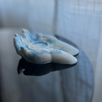 L Y D I A candle holder with cradling hands blue marble