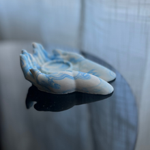 Load image into Gallery viewer, L Y D I A candle holder with cradling hands blue marble
