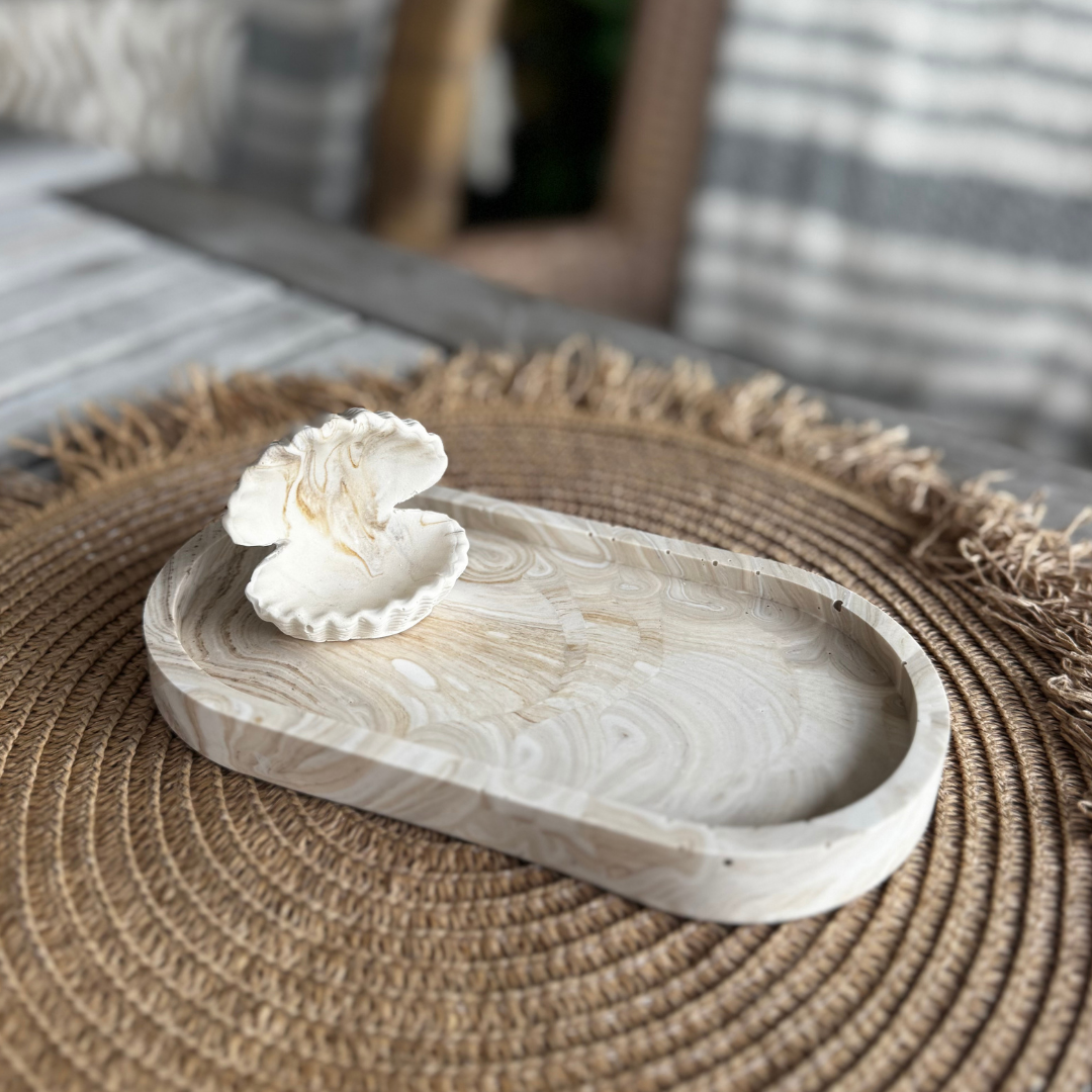 S H E L L Ring holder Beige marble