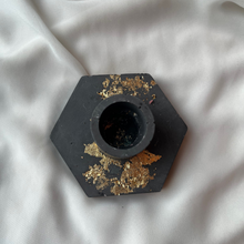 Load image into Gallery viewer, H A R R I E T Hexagon candle holder Black with gold
