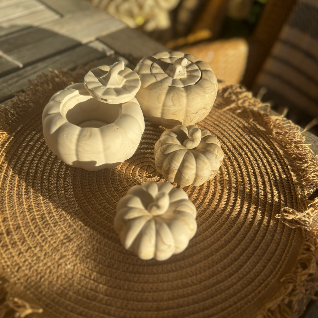Decorative Pumpkin Small – Beige marble