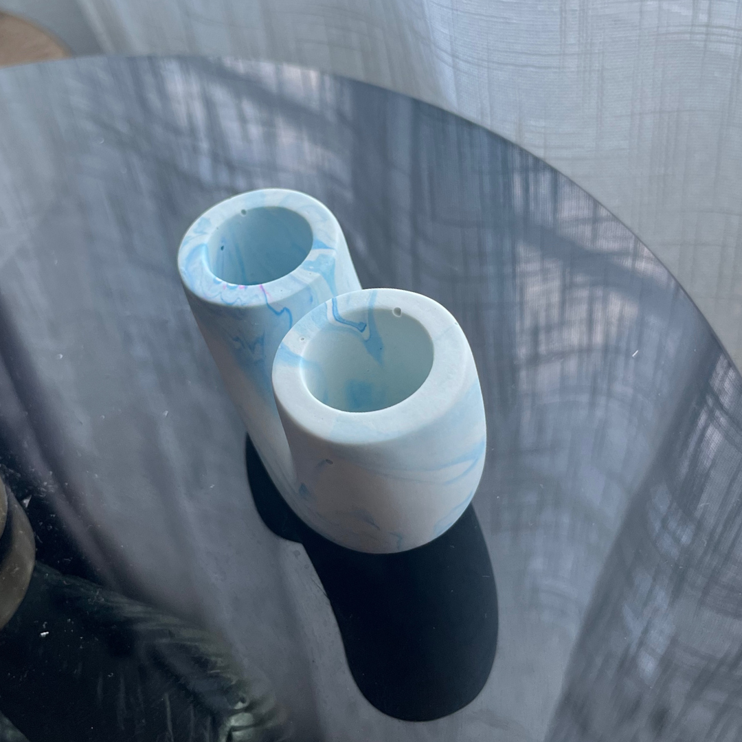 U M A candle holder Blue marble