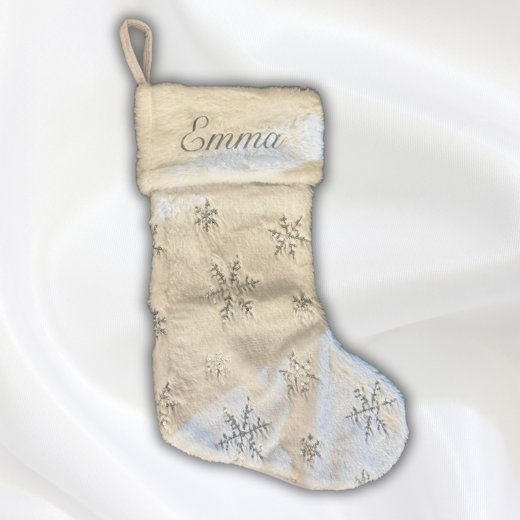 Christmas stocking with name - White