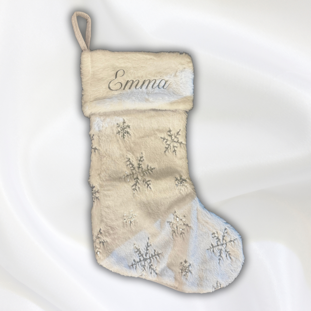 Christmas stocking with name - White