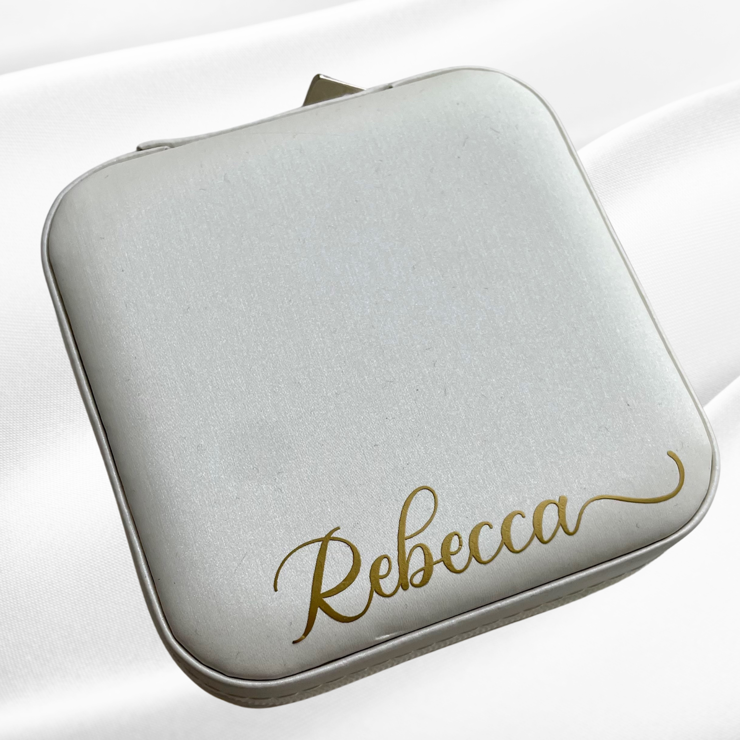 Personalized Travel jewelry box with name - White - Witte Art