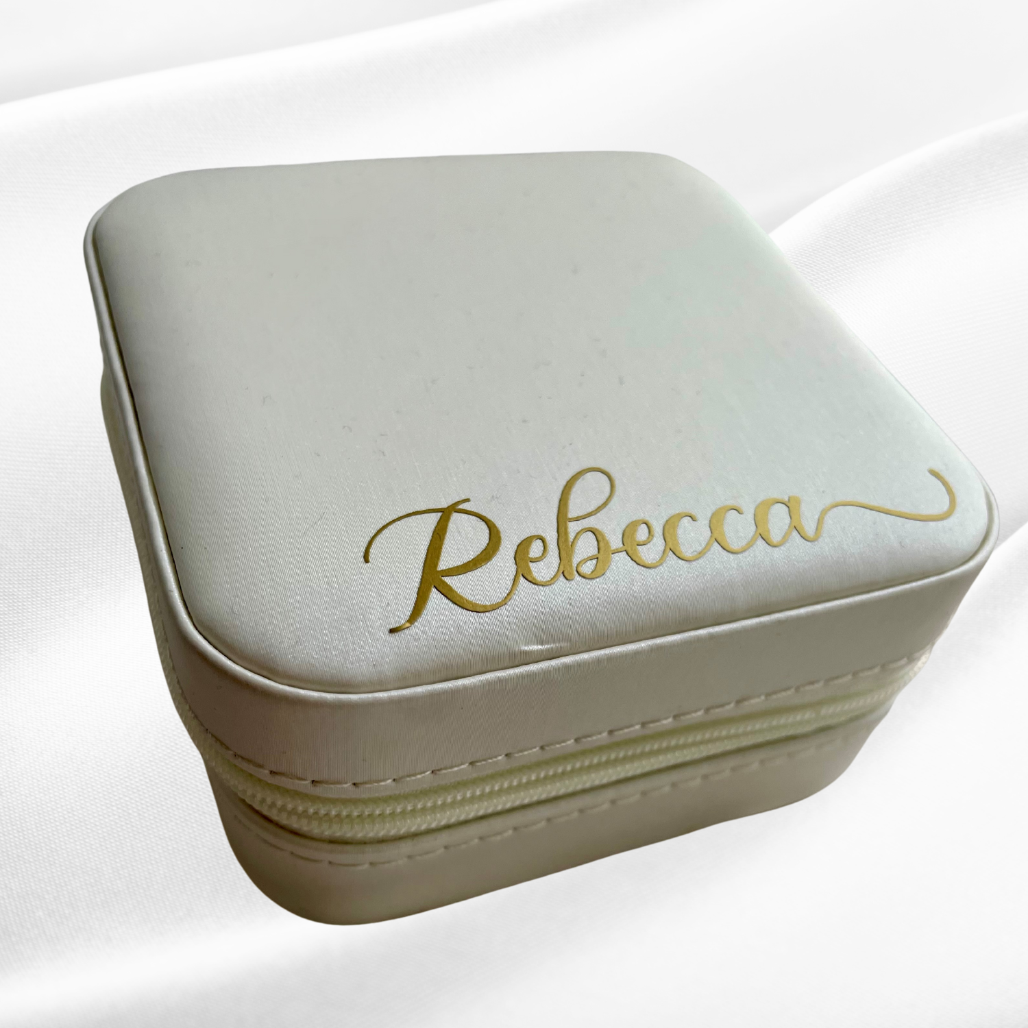 Personalized Travel jewelry box with name - White - Witte Art