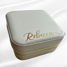 Load image into Gallery viewer, Personalized Travel jewelry box with name - White - Witte Art
