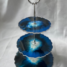 Load image into Gallery viewer, T I R A Three tier tray Blue and Silver - Witte Art
