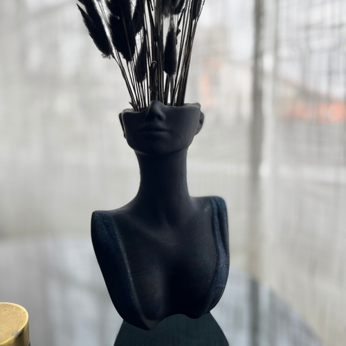 V A L E R I A Vase Black with blue glitter - Witte Art