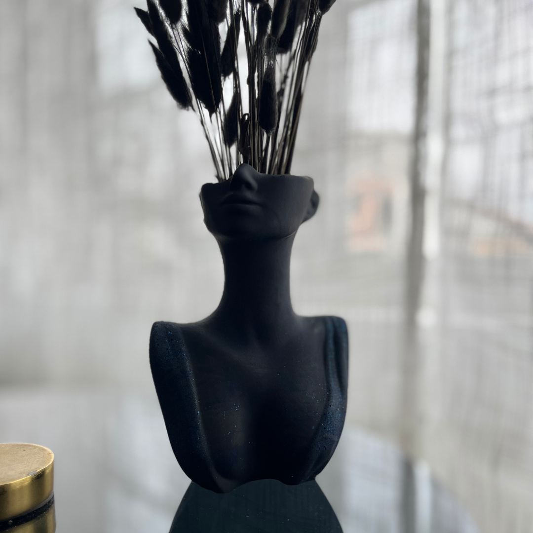 V A L E R I A Vase Black with blue glitter - Witte Art