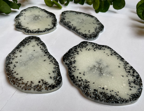 Coasters Geode Black and White - Witte Art