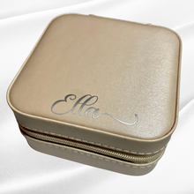 Load image into Gallery viewer, Personalized Travel jewelry box with name - Gold - Witte Art
